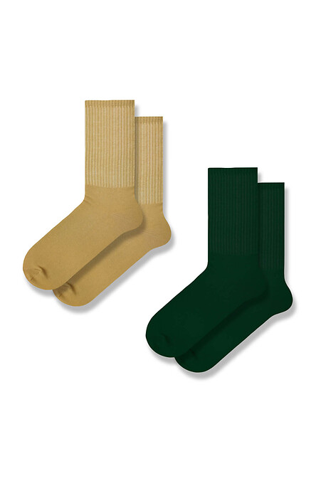 Набір шкарпеток з резинкою (2 пари). Гольфи, шкарпетки. Колір: зелений, бежевий. #8041151