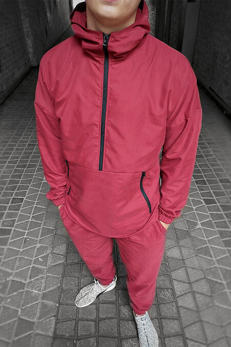 Чоловіча вітровка АНОРАК з плащової тканини з капюшоном RELOAD RAIN. Верхній одяг. Колір: червоний. #8031176
