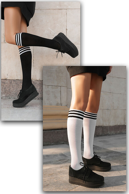 Комплект білих та чорних гольфів. Гольфи, шкарпетки. Колір: чорний, білий. #2040234