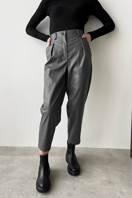 Кожаные брюки Terra, графит. Брюки, штаны. Цвет: серый. #8031347