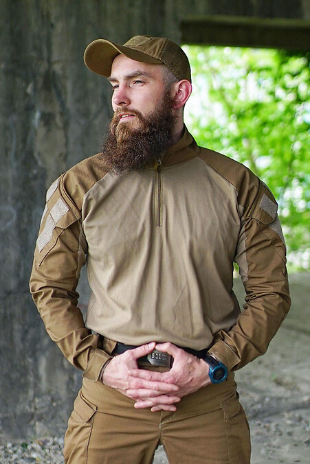 Военная тактическая рубашка UBACS. Свитшоты, толстовки. Цвет: бежевый, коричневый. #8047993