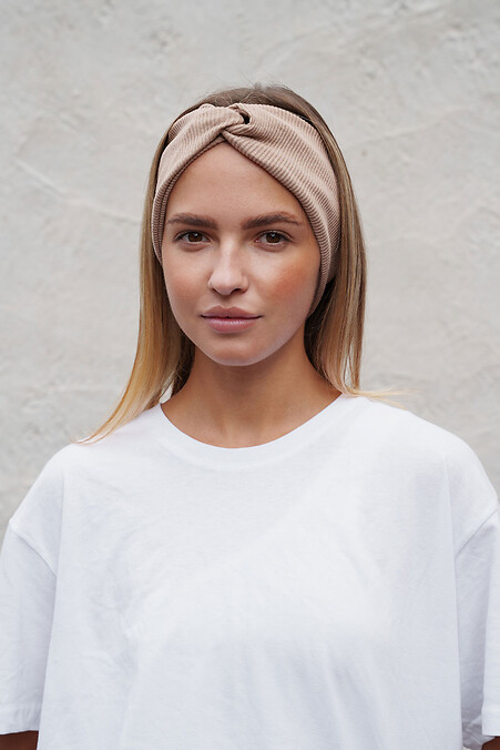Женская повязка на голову в рубчик Horizon Dark Beige - #8056002