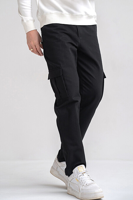 Cargo cotton men's trousers CARGO Black - #8034007