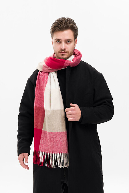 Męski szalik w kratę Terner Red - #8056011