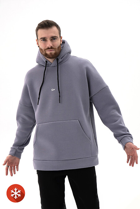 Men's warm hoodie Bless 3 in gray color - #8034012