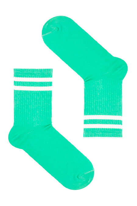 Шкарпетки Бірюзові з білими смужками - #8041013