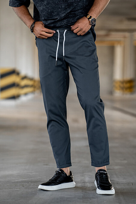 Męskie zwężane spodnie Chinos Casual-Sport Dark blue - #8034023