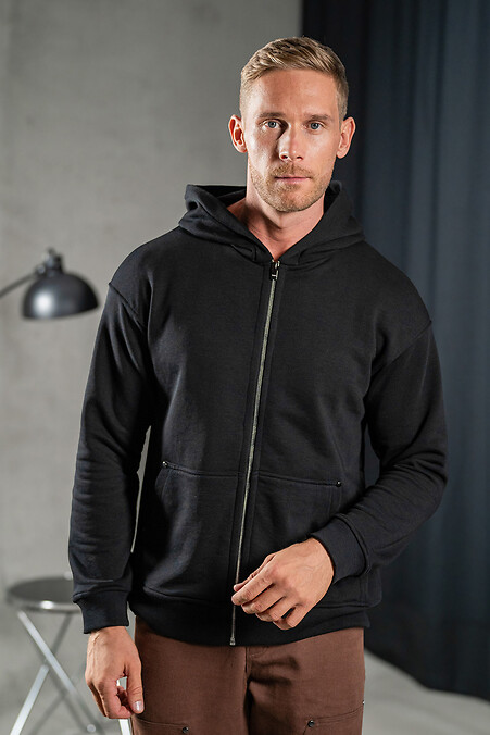 Мужское худи на молнии Oversize ZIP Черная - #8034030