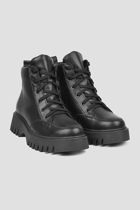 Women's leather boots of black color. Boots. Color: black. #4206039
