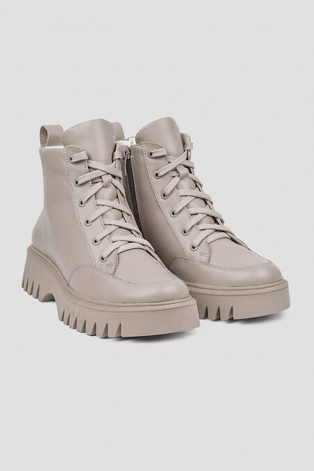 Women's winter boots made of natural leather, beige. Boots. Color: beige. #4206042