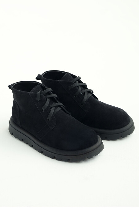 Czarne sneakersy damskie na cały sezon wykonane z prawdziwego zamszu - #4207045