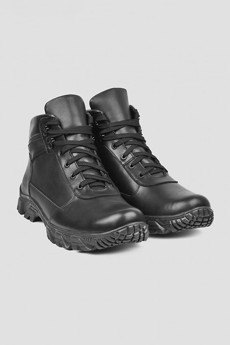 Зимові спортивні чоловічі шкіряні черевики чорного кольору. Черевики. Колір: чорний. #4206048