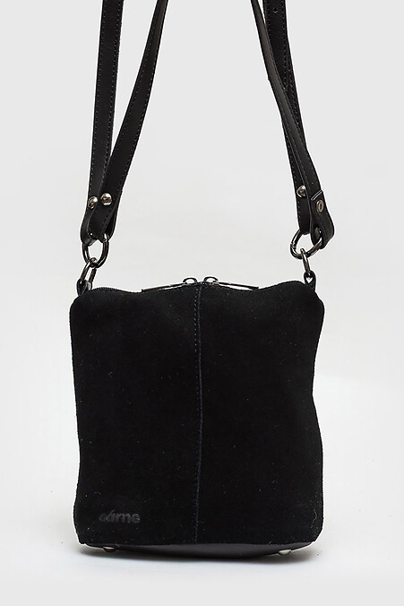 Жіноча замшева сумка чорного кольору. Маленькі сумки. Колір: чорний. #3300052