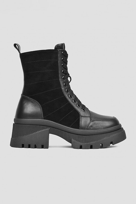 Стильні та комфортні зимові шкіряні черевики на платформі. Черевики. Колір: чорний. #4206053