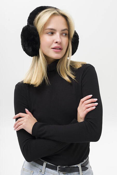 Warme Ohrenschützer aus Pelz für Damen in Schwarz - #8056054