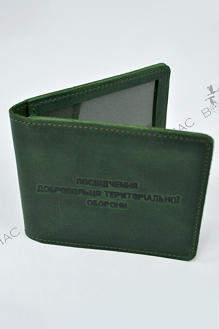 Hülle für Dokumente Krazy Leder "Freiwilligenkarte Territorialverteidigung". Brieftaschen, Kosmetiktaschen. Farbe: grün. #8046056