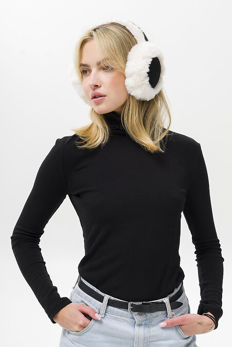 Damen Warme Pelz-Ohrenschützer mit Wildleder-Ttiumf Schwarz - #8056056