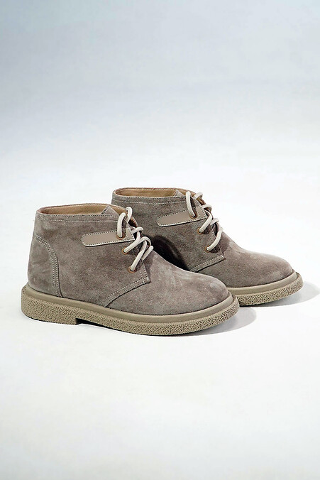 Зимові замшеві бежеві черевики - #4207059