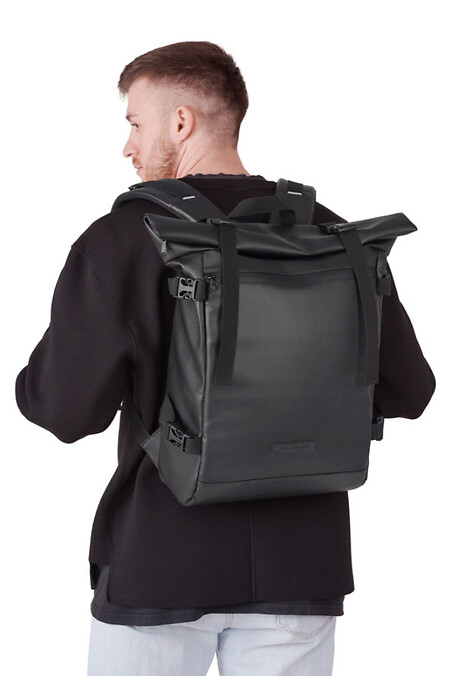 Backpack LOWER I eco-leather black matte 1/21. Backpacks. Color: black. #8011063