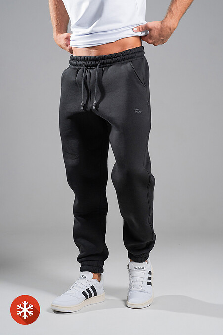 Мужские теплые спортивные штаны Jogger Черные - #8034063