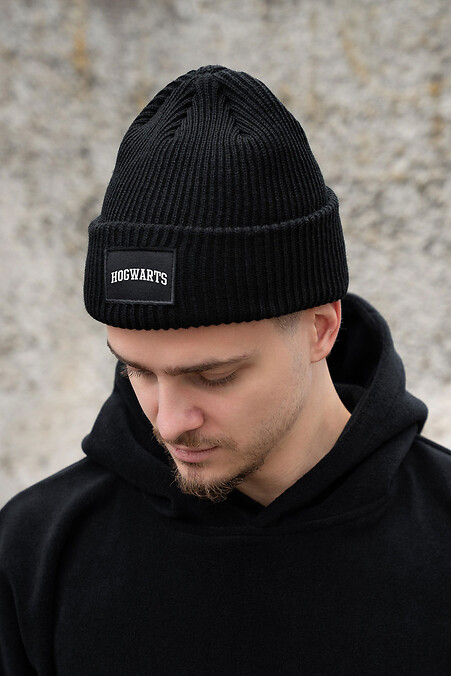 Чоловіча Тепла Подовжена Трикотажна Шапка Біні Докер З Принтом Hogwarts  Dominic Black - #8056073