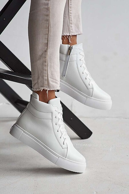 Women's sneakers leather winter white. sneakers. Color: white. #8019078