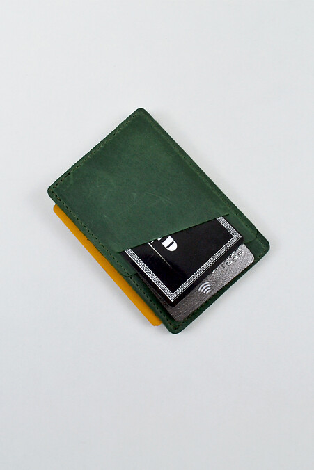 Cardholder #1 leather "Crazy". Cardholders. Color: green. #8046080