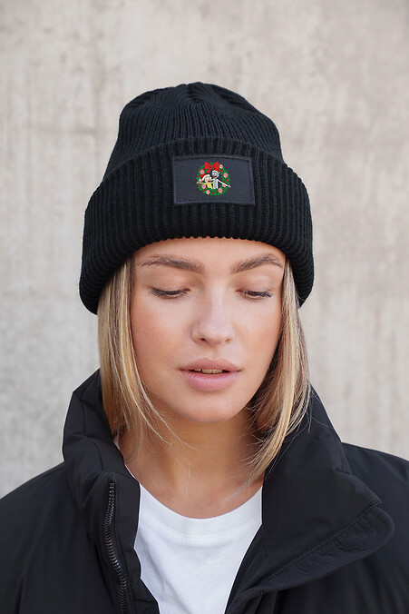 Жіноча Тепла Подовжена Трикотажна Шапка Біні Докер З Принтом Vinok Rick  Dominic Black - #8056080
