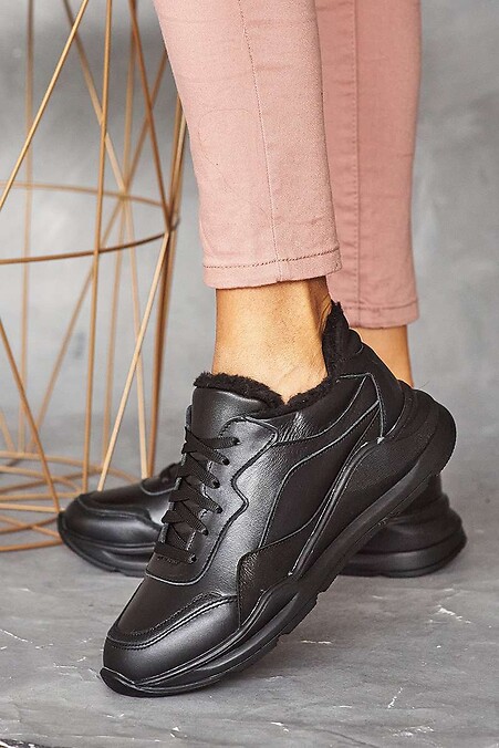 Women's sneakers leather winter black. Sneakers. Color: black. #8019081