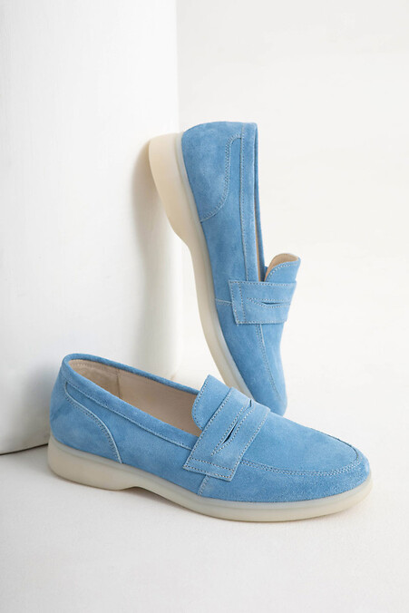 Women's blue suede shoes. - #4206083