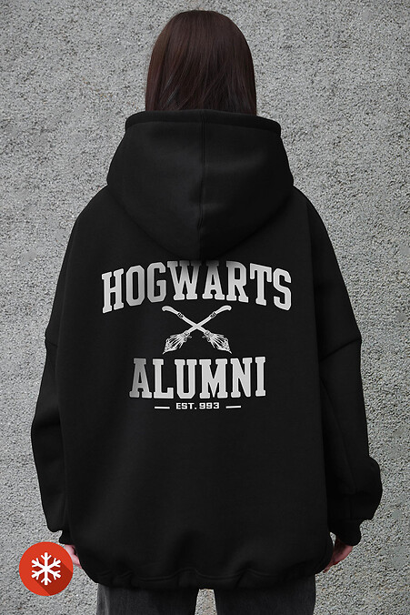 Жіноче Оверсай Худі Толстовка На Флісі З Капюшоном Та Принтом Alumni Black - #8056084