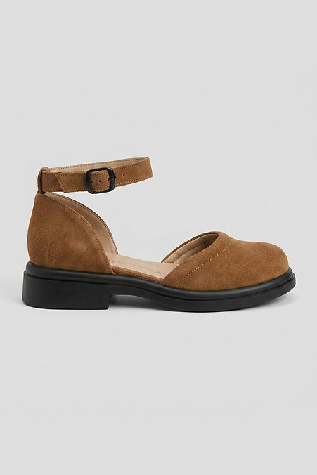 Braune Wildleder-Sandalen — geschlossene Zehenpartie - #4207085