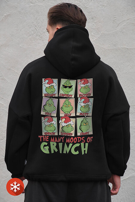 Чоловіче Оверсай Худі Толстовка На Флісі З Капюшоном Та Принтом Grinch Black - #8056087