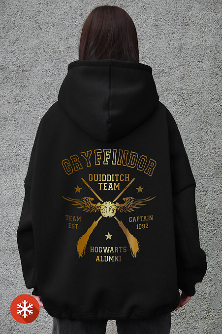 Жіноче Оверсай Худі Толстовка На Флісі З Капюшоном Та Принтом Gryffindor Black - #8056090