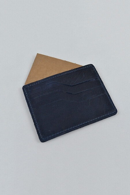 Cardholder #2 leather "Crazy". Cardholders. Color: blue. #8046094