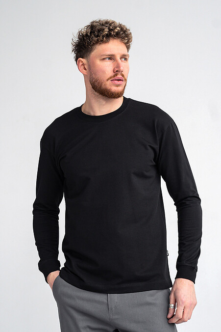T-shirt męski z długim rękawem Długi rękaw Czarny - #8034096