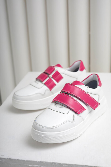 White velcro sneakers with bright inserts - #4206098