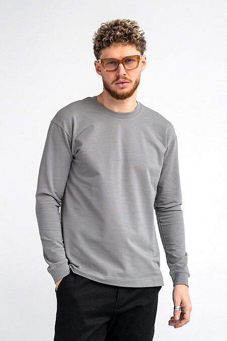 Herren-T-Shirt mit langen Ärmeln, langärmelig, Grau. Rollkragenpullover, lange Ärmel. Farbe: grau. #8034098