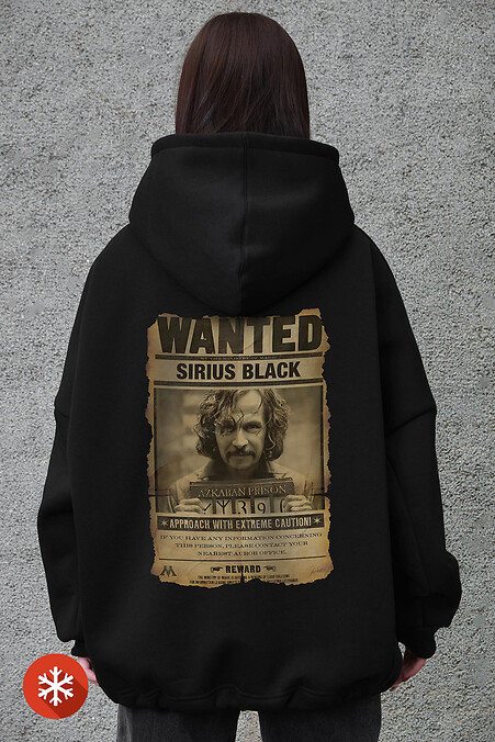 Damen-Kapuzenpullover in Übergröße mit Fleece-Kapuze und Sirius-Aufdruck Schwarz - #8056098