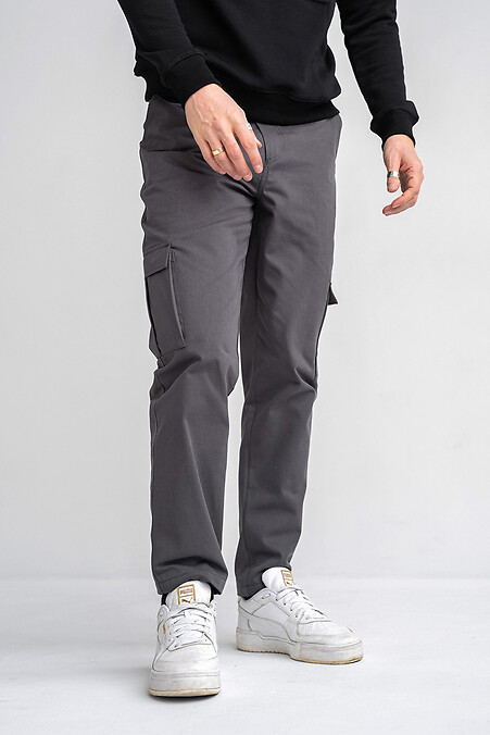 Cargo cotton men's trousers CARGO Graphite - #8034100