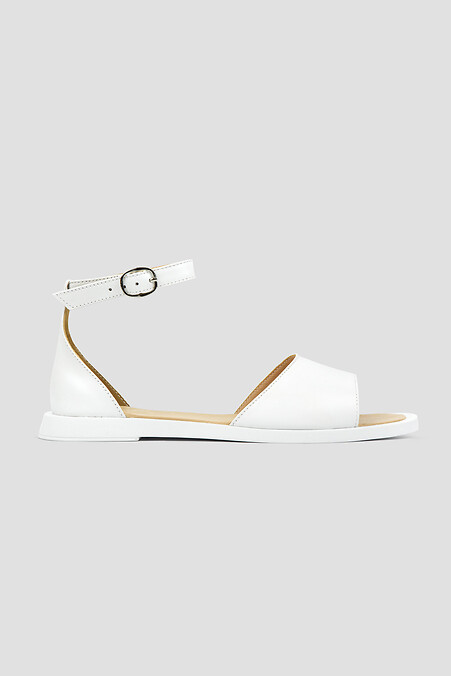 Białe skórzane sandały damskie - #4206104