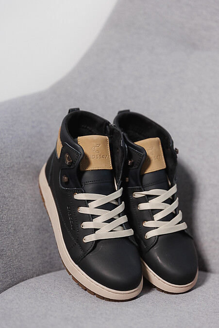 Підліткові черевики шкіряні зимові чорні - бежеві. Черевики. Колір: чорний. #2505112