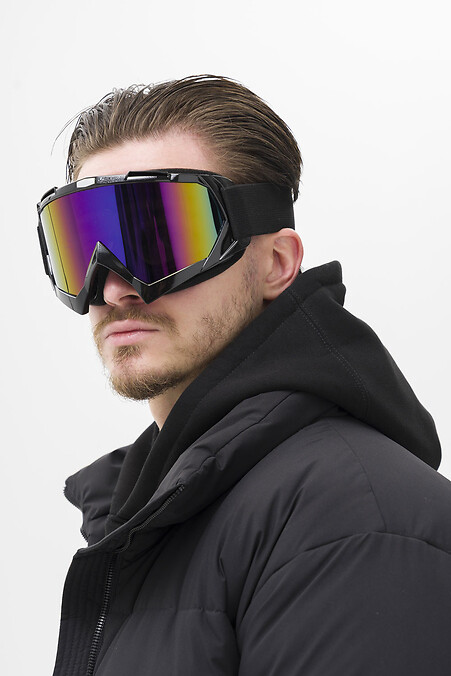 Herren-Skibrille und Skimaske, verspiegelt, Chamäleon, Schwarz & Lila - #8056117