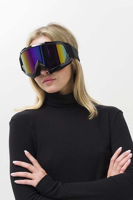 Жіночі Лижні Окуляри Гірськолижні Маска Дзеркальна Chameleon Black&Purple - #8056118