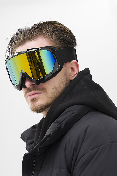 Herren-Skibrille und verspiegelte Skimaske, Chamäleon-Schwarz & Gelb - #8056119