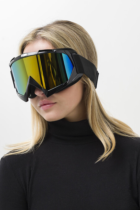 Жіночі Лижні Окуляри Гірськолижні Маска Дзеркальна Chameleon Black&Yellow - #8056120