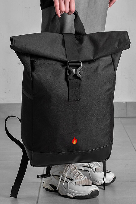 Жіночий Повсякденний Рюкзак Роллтоп Шкільний Without З Принтом Fire Black - #8055121