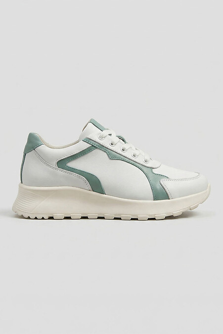 Damskie skórzane sneakersy z kolorowymi wstawkami - #4207122