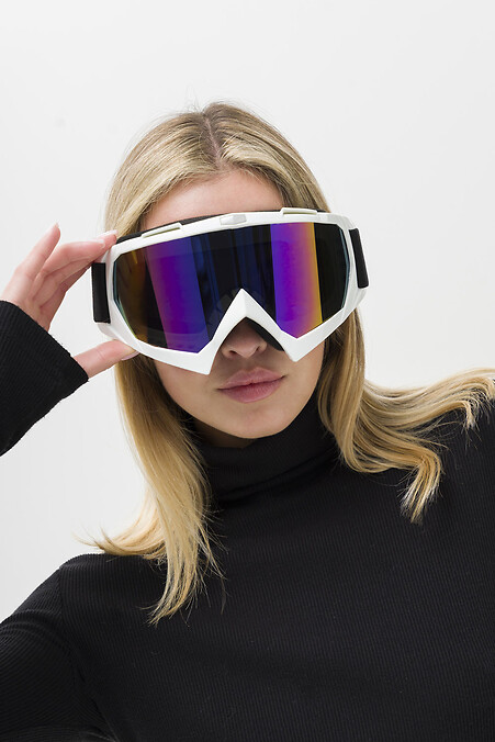Жіночі Лижні Окуляри Гірськолижні Маска Дзеркальна Chameleon White&Purple - #8056122