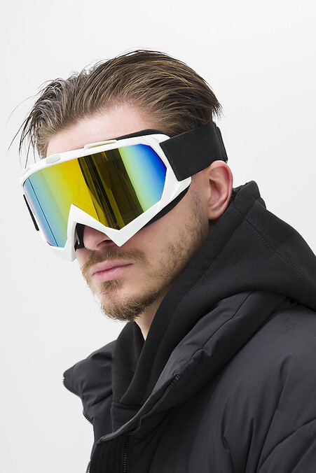 Чоловічі Лижні Окуляри Гірськолижні Маска Дзеркальна Chameleon White&Yellow - #8056123
